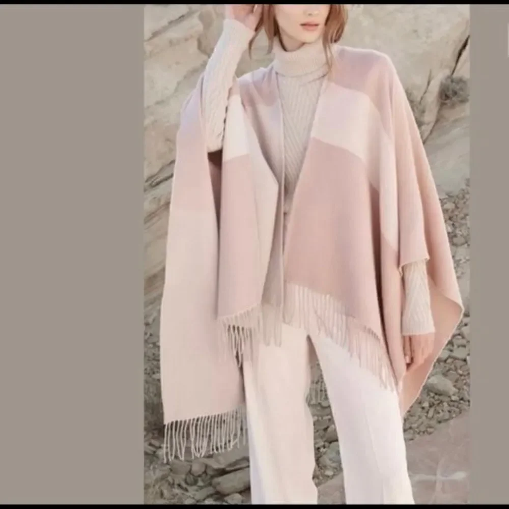 Soia & Kyo Woven Scarf Cardigan w/ Fringe Pink